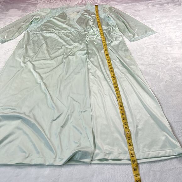 Vintage Collections JC Penneys mint lace embellished maxi slip robe, one size - Picture 5 of 9